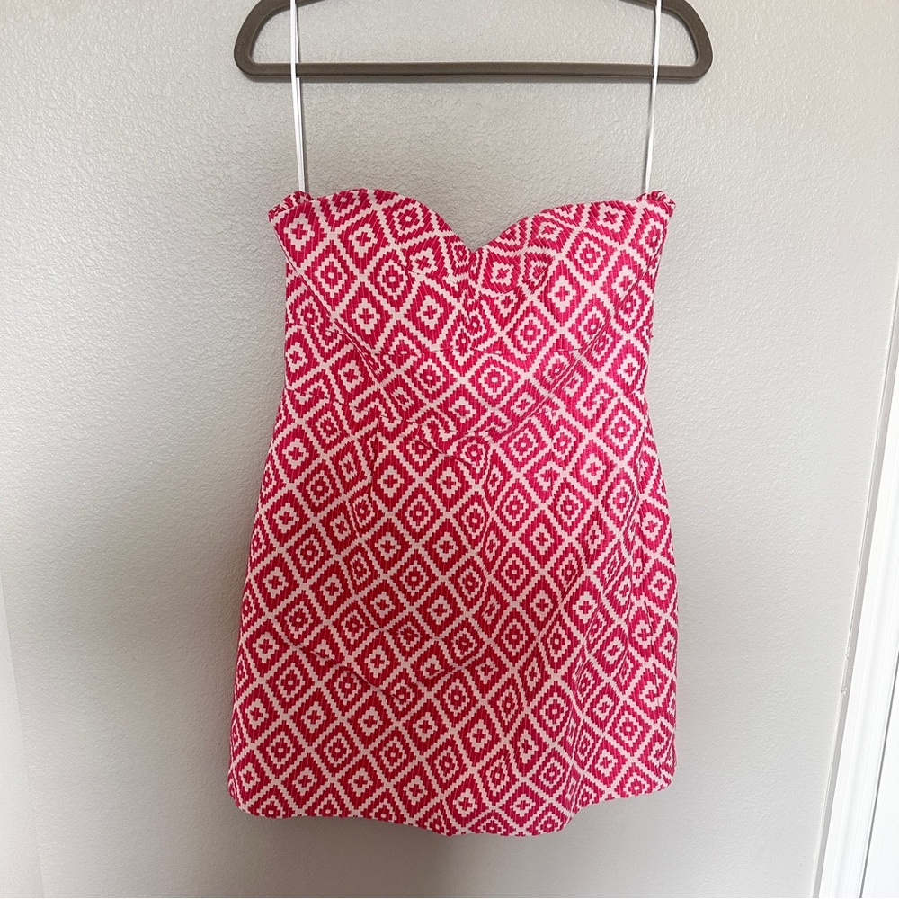 Strapless Pink Geometric Dress